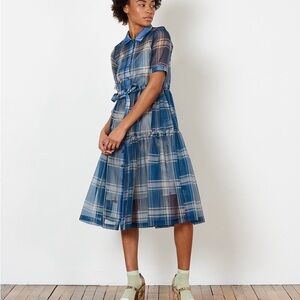 No.6 Store Blue Plaid Midi Dress
